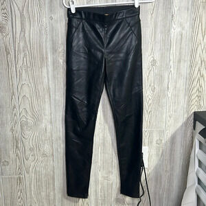 Free People Never Let Go Leggings Faux Leather Stretch High Rise Black Size 24